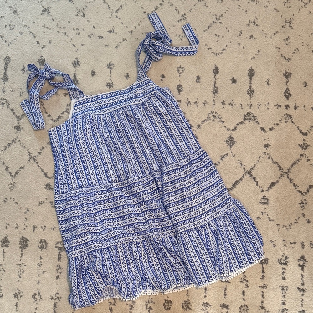 Lulu's White and Blue Patterned Dress